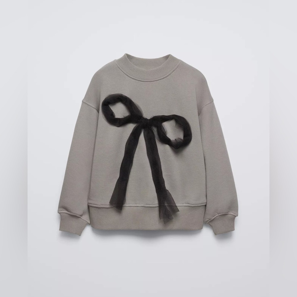 Zara kid’s BOW SWEATSHIRT WITH TULLE